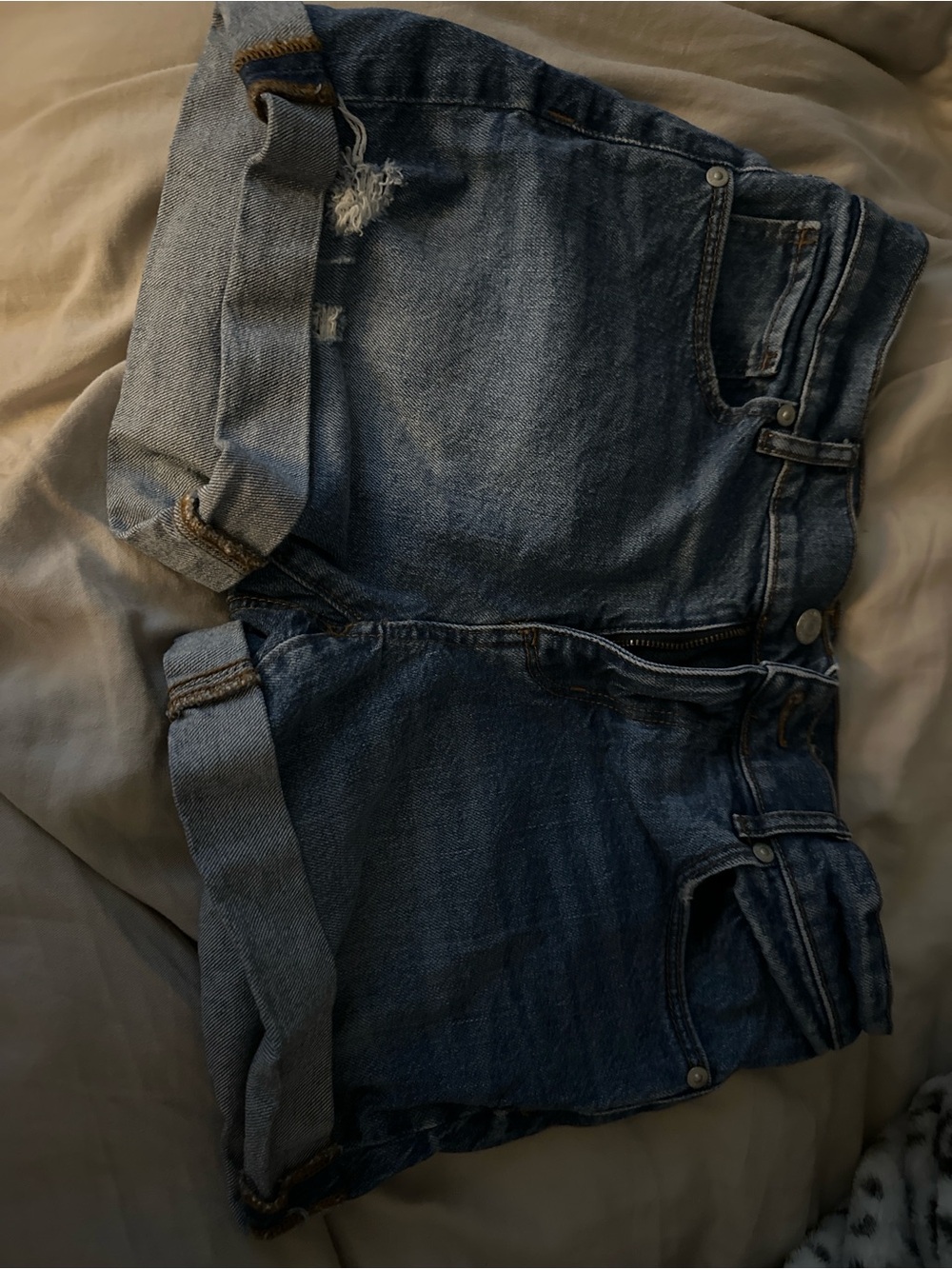 LOFT Dark Blue Rolled Cuff Denim Shorts